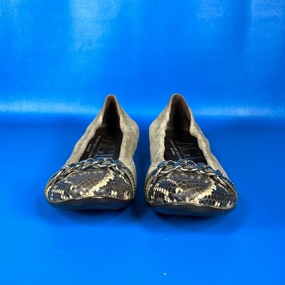 Attilio Giusti Leombruni AGL Link Ballet Flats - Gold/Reptile - 36 - Picture 2 of 8